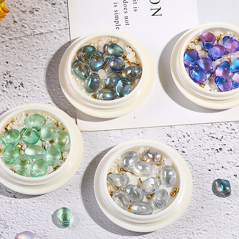 Pretty  hiasan crystal clear white mix shape / acc white pearl hiasan kuku charm nail wheel