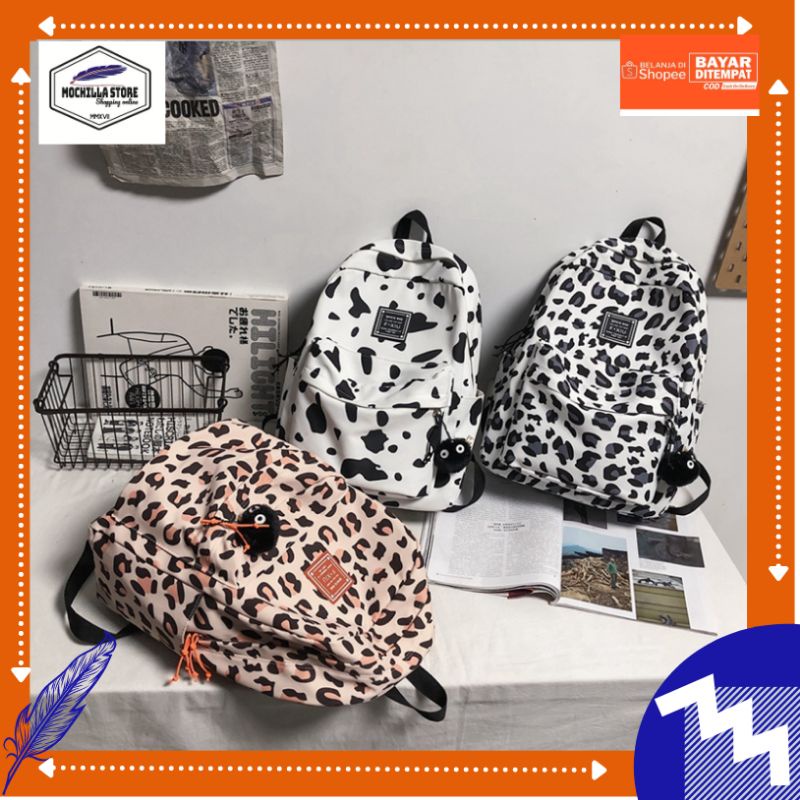 Mochillastore - Tas Sekolah Ransel Backpack Anak Perempuan SD SMP SMA Tas Unique Motif Leopard Tas macan Termurah Ukuran Besar