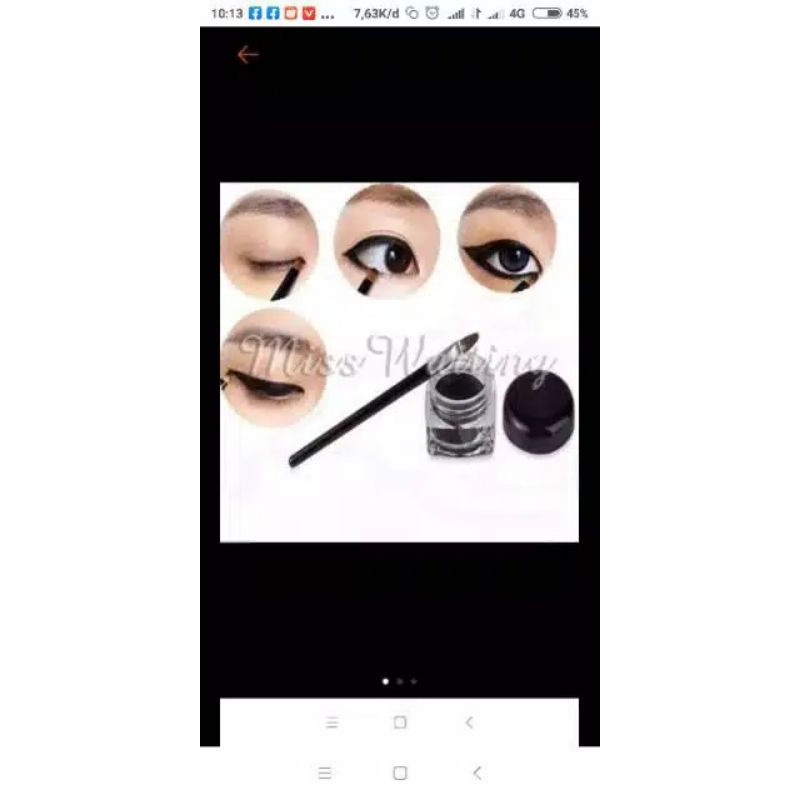 celak eyeliner gel HITAM + kuas waterproof tahan air