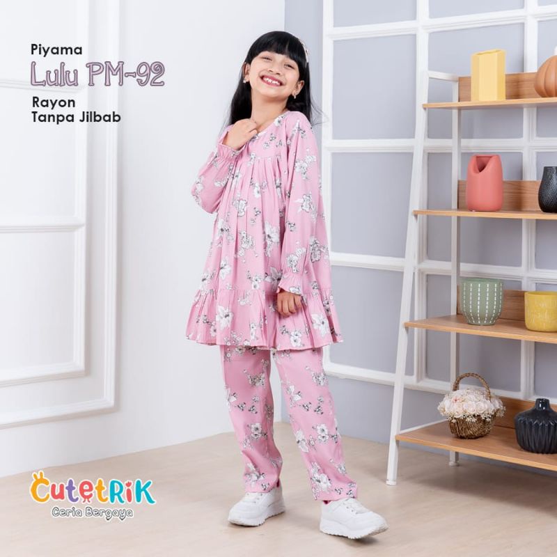 PIYAMA ANAK MOTIF BUNGA PINK/PIYAMA SET LULU BY CUTETRIK