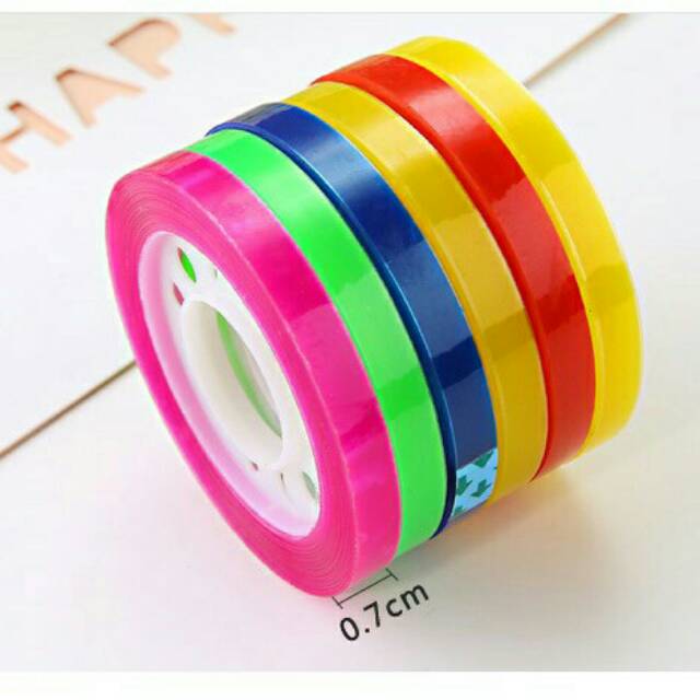 

Selotip Transparan Warna-Warni / Colourful Transparant Tape / Lakban Kecil