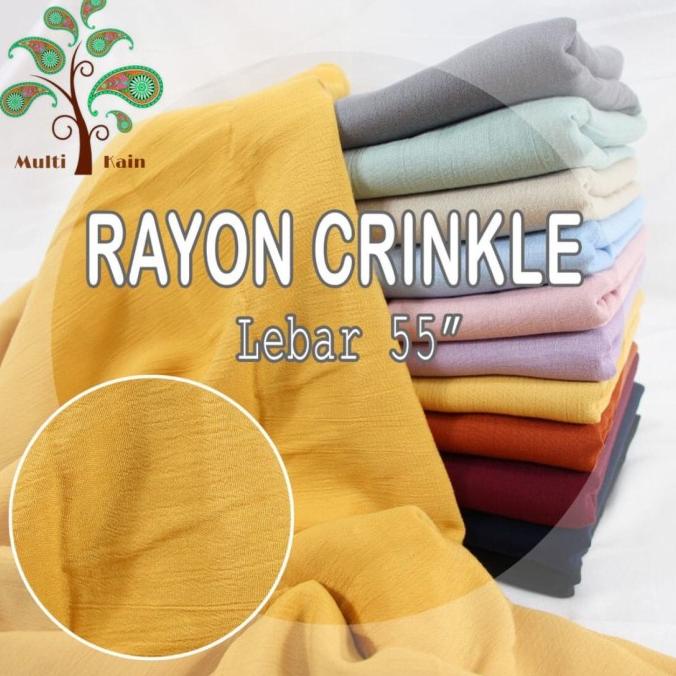 Multi kain rayon viscose crinkle polos lebar 135-140cm
