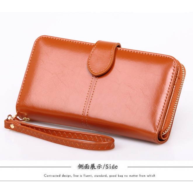 DOMPET PANJANG COKLAT KULIT PREMIUM WANITA IMPORT MURAH BRANDED FASHION KOREA TALI TYSAND WA046B7