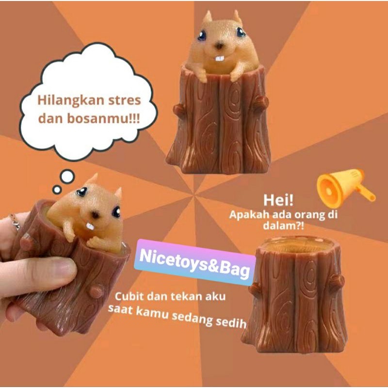 COD❤️Mainan Pop it Squishy Pohon Tupai Karet Silikon /Mainan Tupai Lucu Remasan /Mainan Penghilang Stres dan Gelisah Tupai