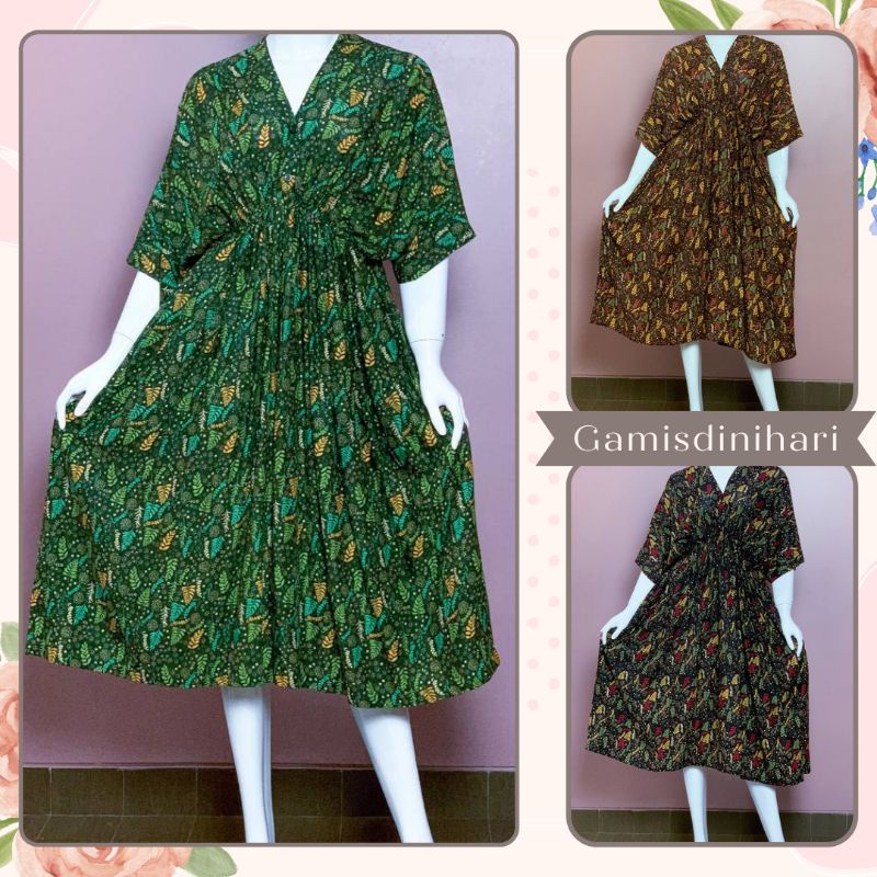 Daster Kalong Jumbo Fifi Tyna Baju tidur wanita katun motif  xxl kelelawar lowo karet pinggang homed