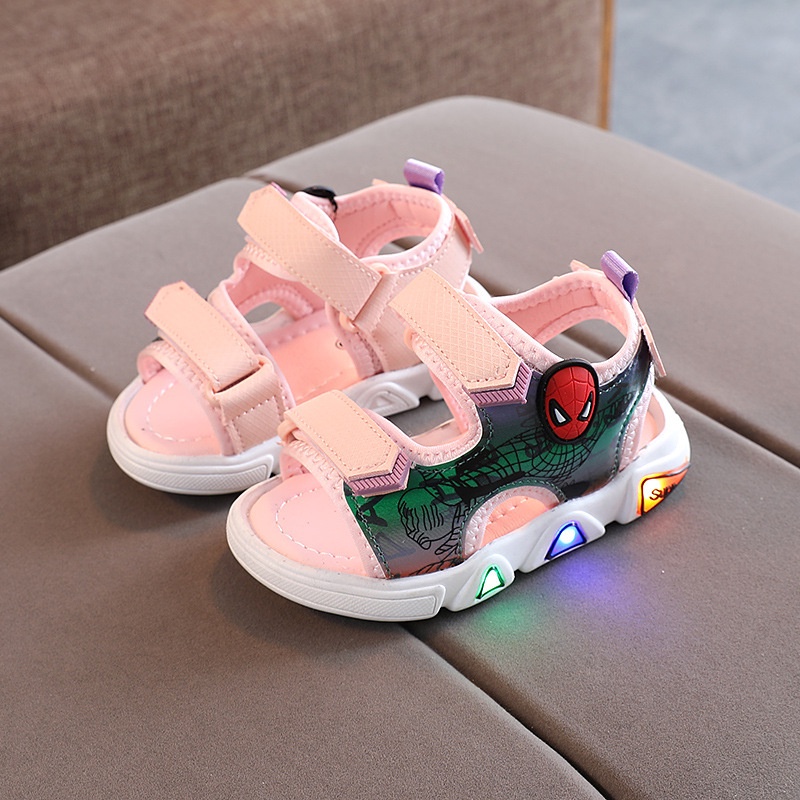 Sepatu Sandal LED Sendal Anak Sport New Spider