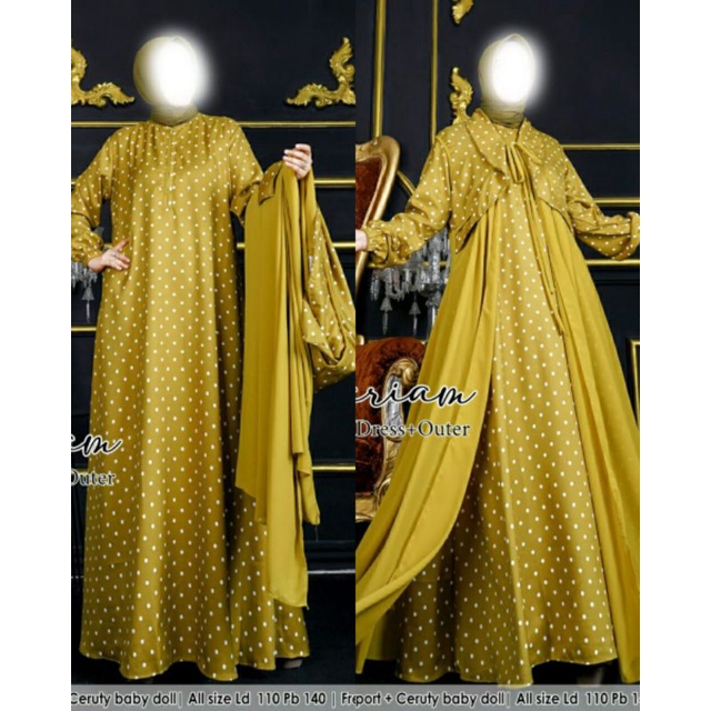 Gamis Shakila Import Kombi Outer Ceruty Babydoll Polos