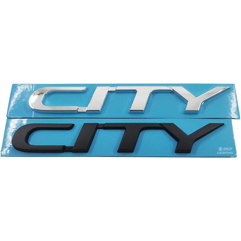 1 x ABS Chrome/Black CITY Logo Letter Car Rear Emblem Sticker Badge Decal Repalcement For Honda City