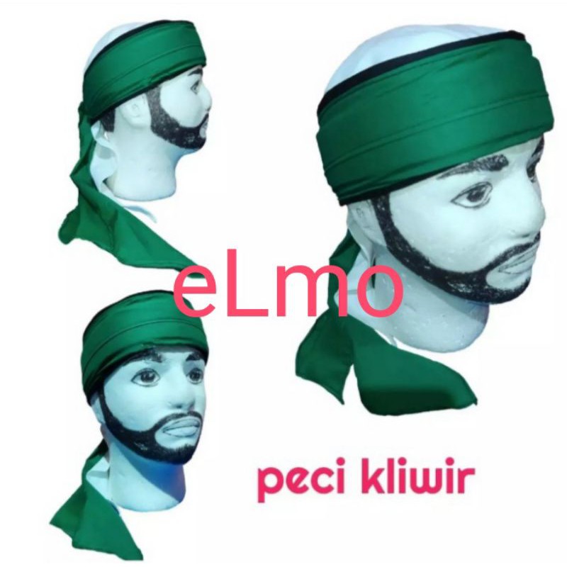 imamah kupluk peci iket blangkon udeng Jawa Sunda size dewasa warna PUTIH HIJAU