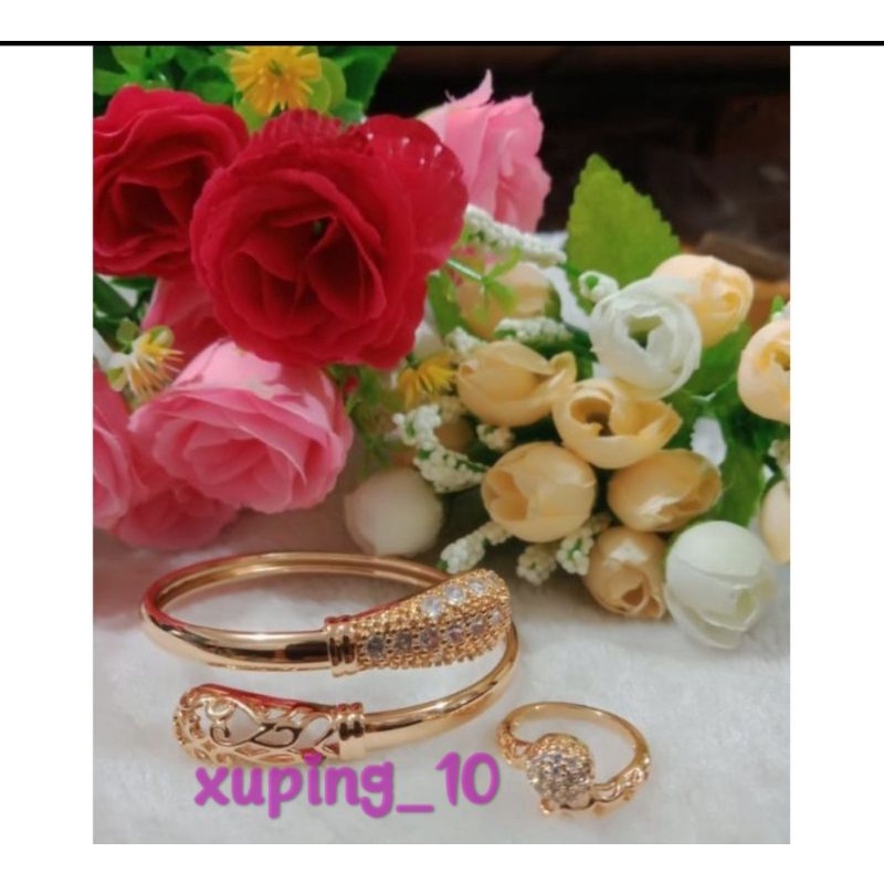 perhiasan xuping mewah gelang dan cincin