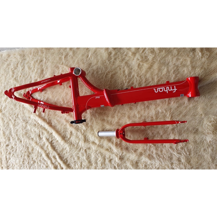 Frame Fork plus Handlepost Fnhon Blast V Brake 20 22 inch Warna Merah Alloy