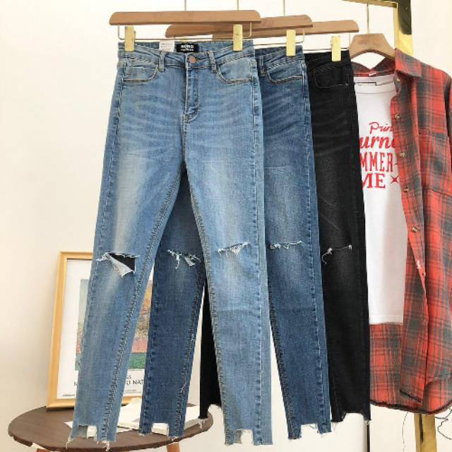 Celana jeans sobek lutut Jeans ripped lutut Celana Celana jeans sobek lutut Jeans ripped lutut Celana