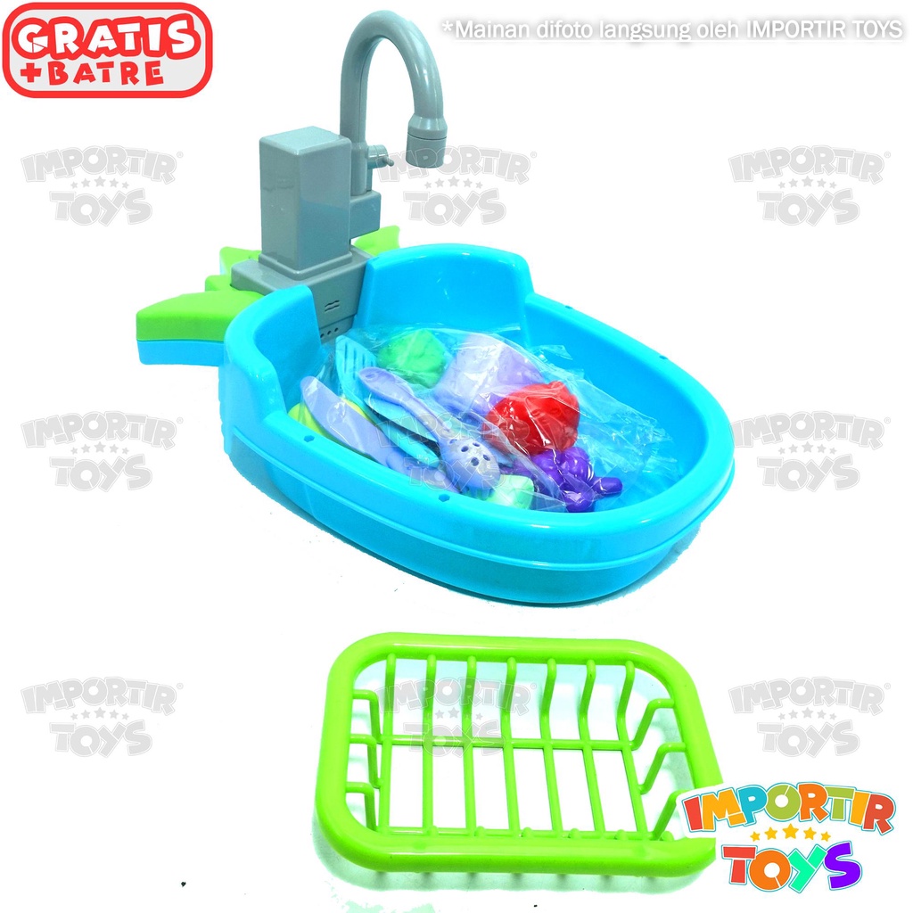 Mainan Anak Kitchen Sink Tempat Cuci Piring Anak dgn Air dan Aneka Buah Piring dll Wash