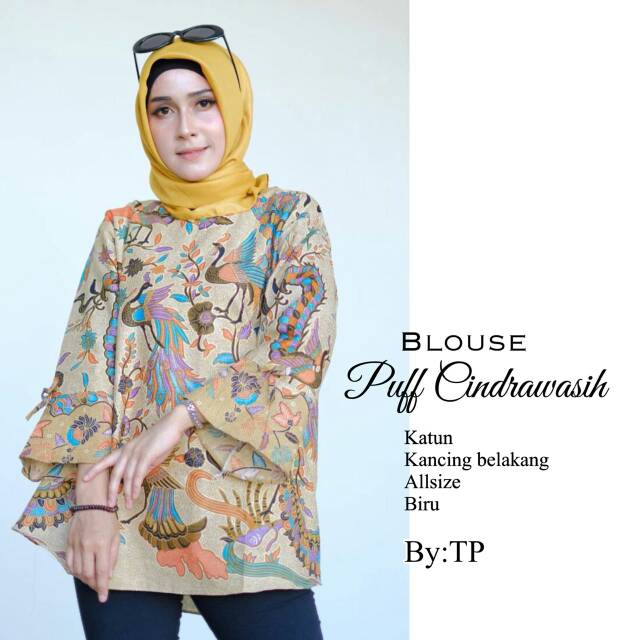 Best Seller Oribylala Blouse Puff Cindeawasih Murai Blus Batik Seragam Atasan Lengan Puff Lonceng Merak 53ym35H7ODXgV