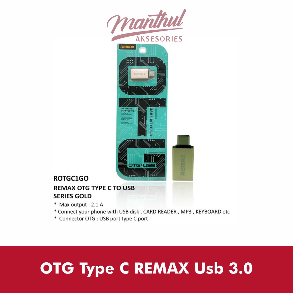 OTG Connector Remax USB Type C 3.0 Original Fast Charging