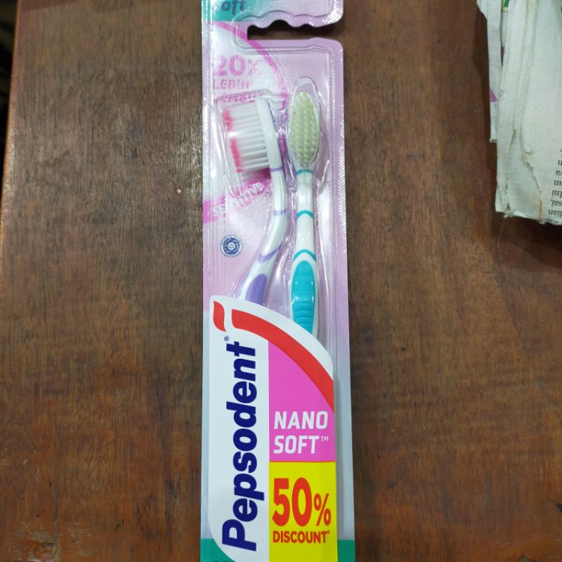 pepsodent sikat gigi nano soft isi 2 atau isi 3 (dahulunya double care)