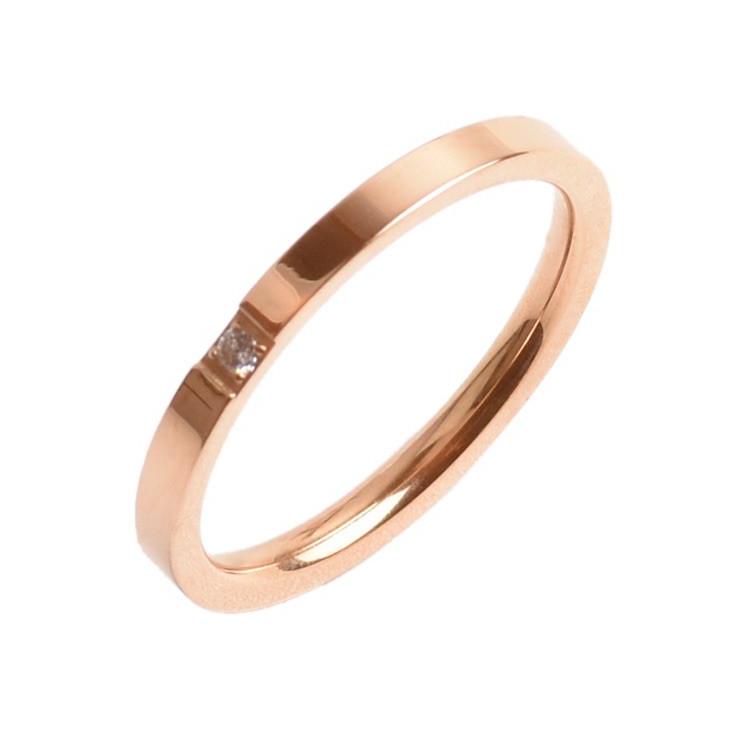Booming 585# Cincin wanita titanium lapis emas18k Model Polos Couple / Berpasangan Cinta Rosegold/Si