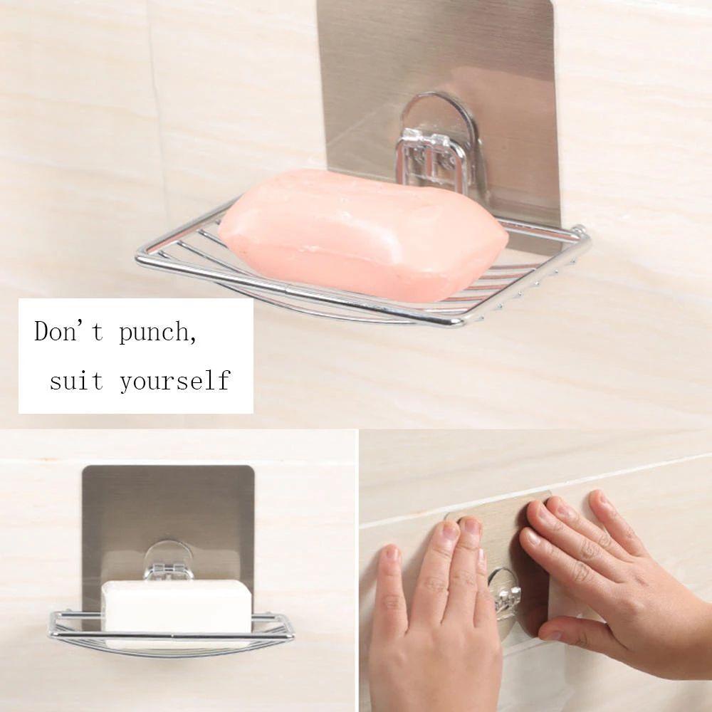 Solighter Soap Dish Suction Cup Tempat Sabun Tempel Dinding Tanpa Bor Rak Penyimpanan