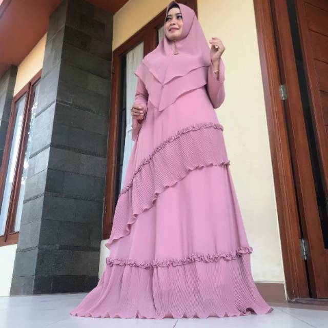 Gamis syari original/gamis cerruty/gamis syari set khimar