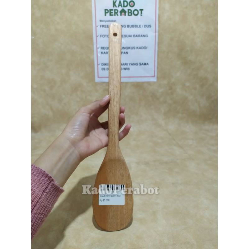 siamai kayu bulat- spatula kayu furnish- spatula kayu masak kilap