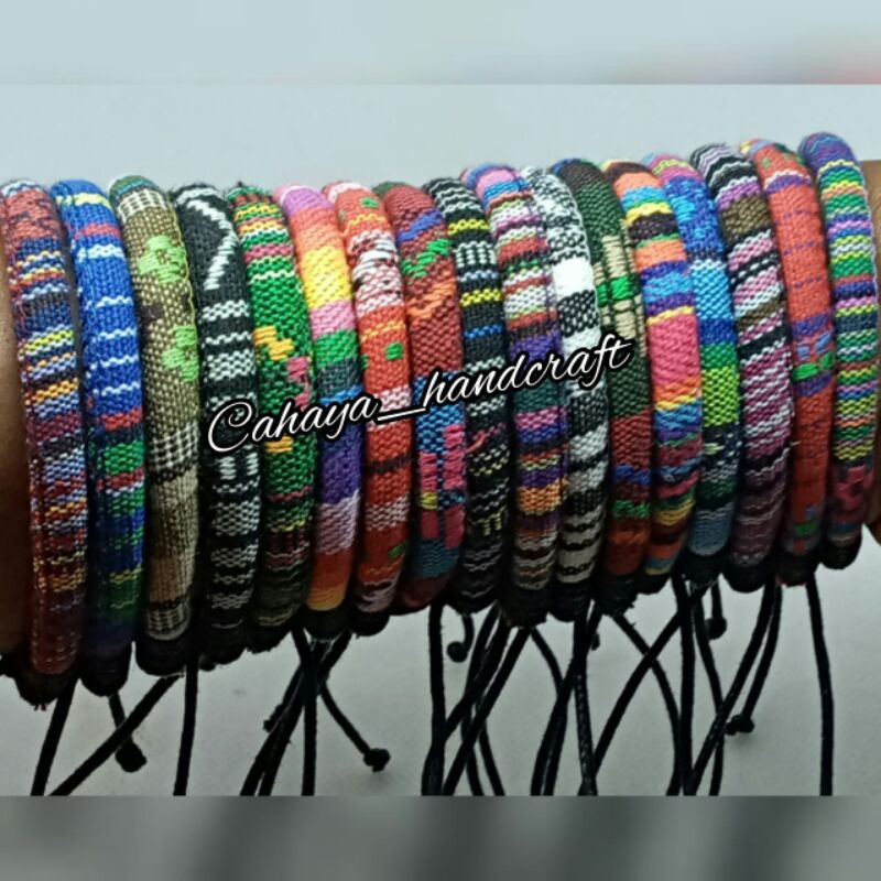 Gelang Tenun Etnik Songket Gelang Rajut Unik Motif Kain Harga Grosir Langsung Pengrajin