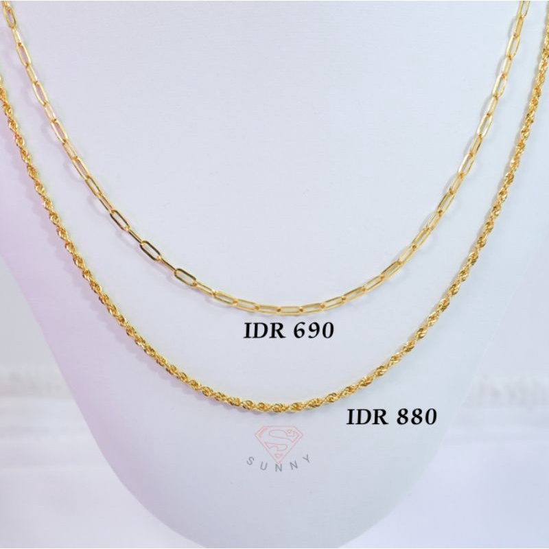 Kalung tambang korea italy guci biji timun rante holo emas asli 420%