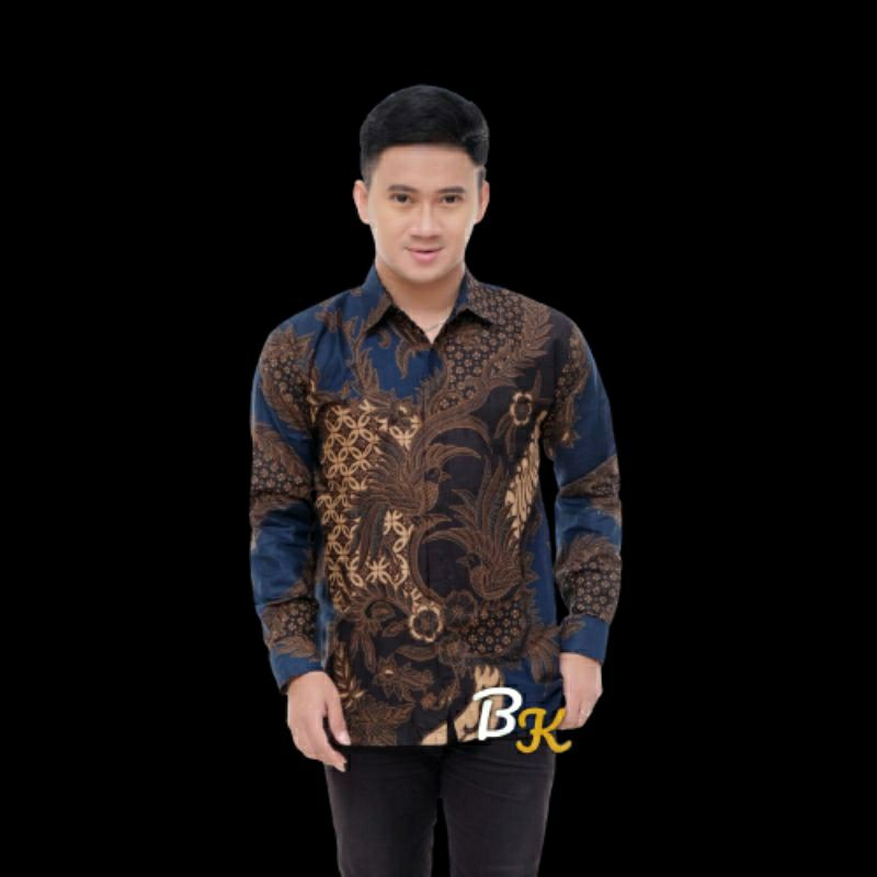 Batik Pria Size M L Xl Xxl  Bswart Batik Hrb026 Kenongo Hem Panjang Padi