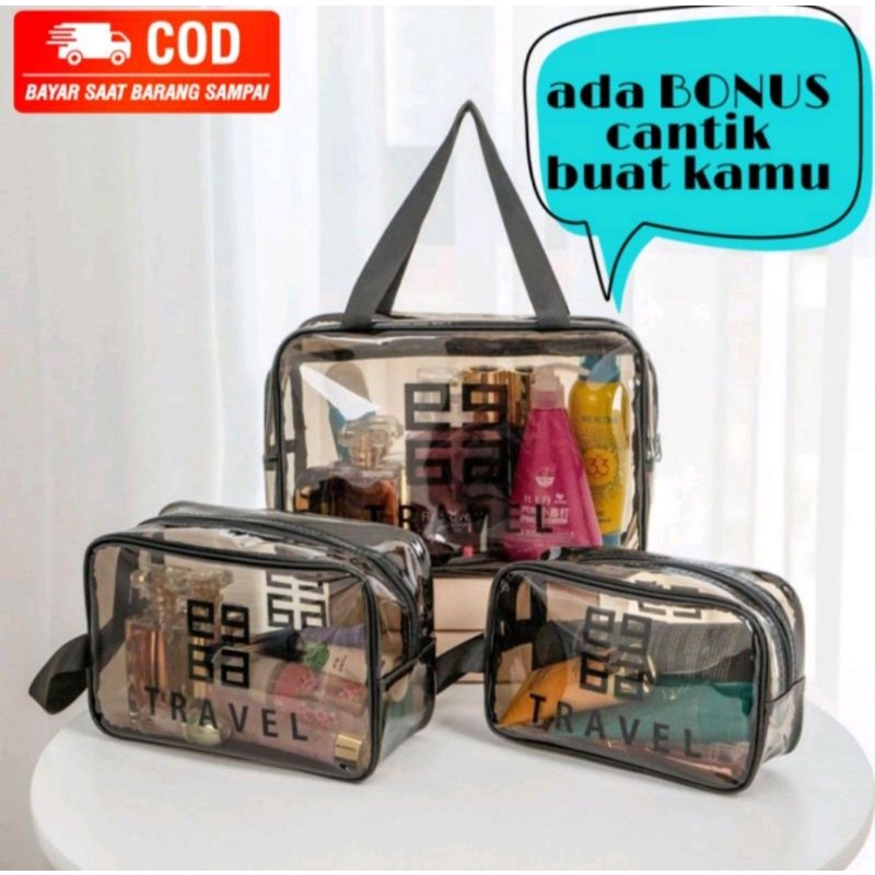 Tas kosmetik Travel Transparan/ tas kosmetik