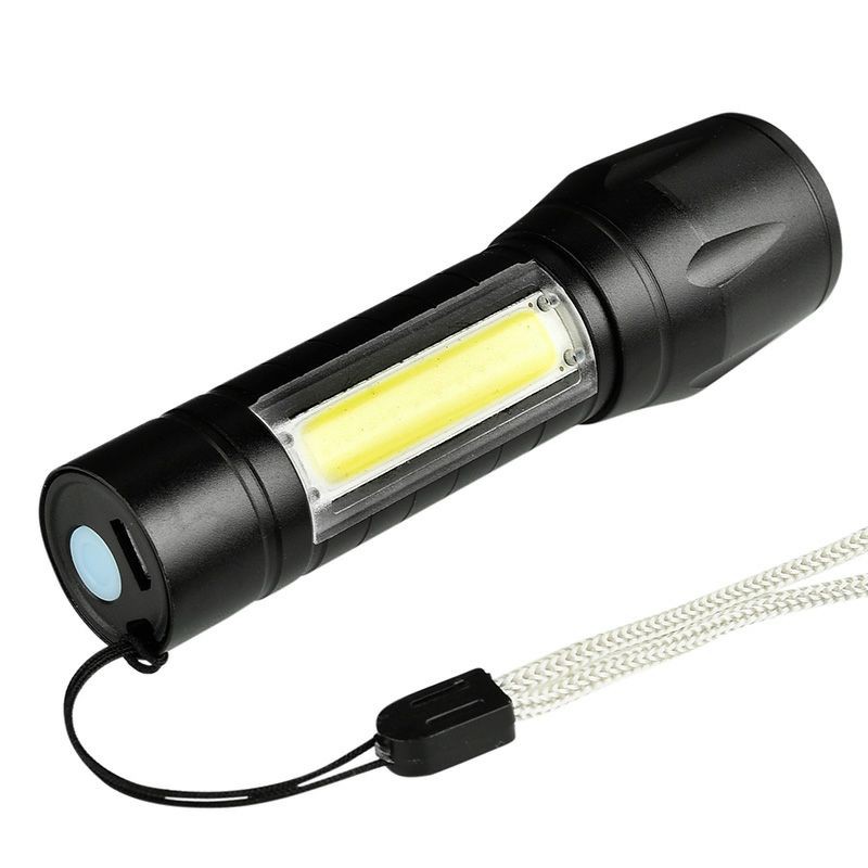 TaffLED Albinaly Senter LED USB Rechargeable Q5 + COB 2300 Lumens - 1517 - Black