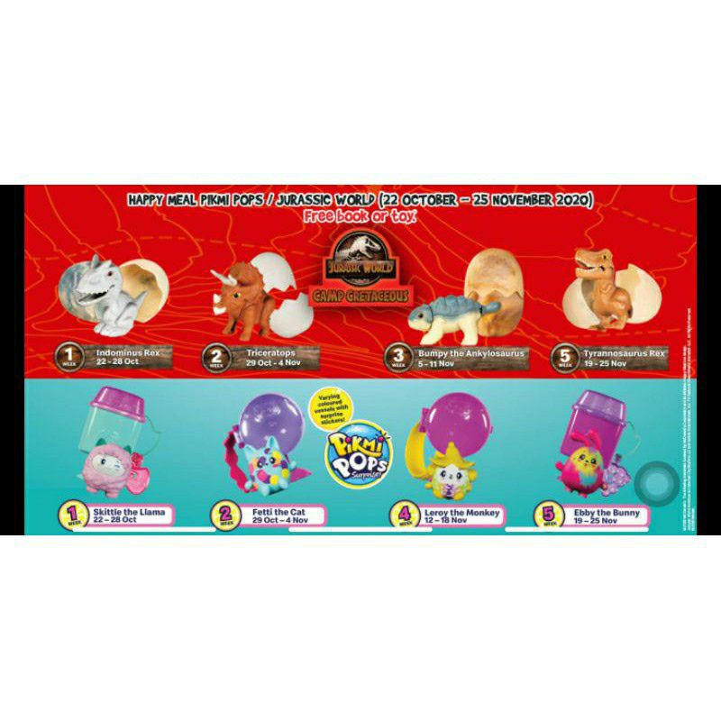 mcd 1064 happy meal mcd  Jurrasic world & pikmi pops mcdonalds 2020