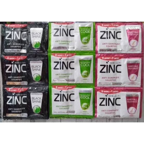shampoo zinc sachet per 1 renceng isi 24 - zinc merah / hijau / hitam