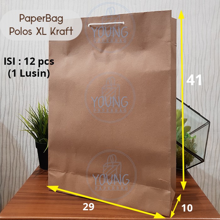 Jual Paper Bag / Tas Kertas XL Polos Uk.29x10x41 (1 lusin (12pcs