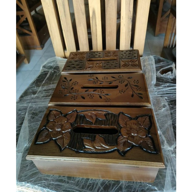 KOTAK TISU BAHAN KAYU JATI SOUVENIR TEMPAT TISSUE JEPARA-1