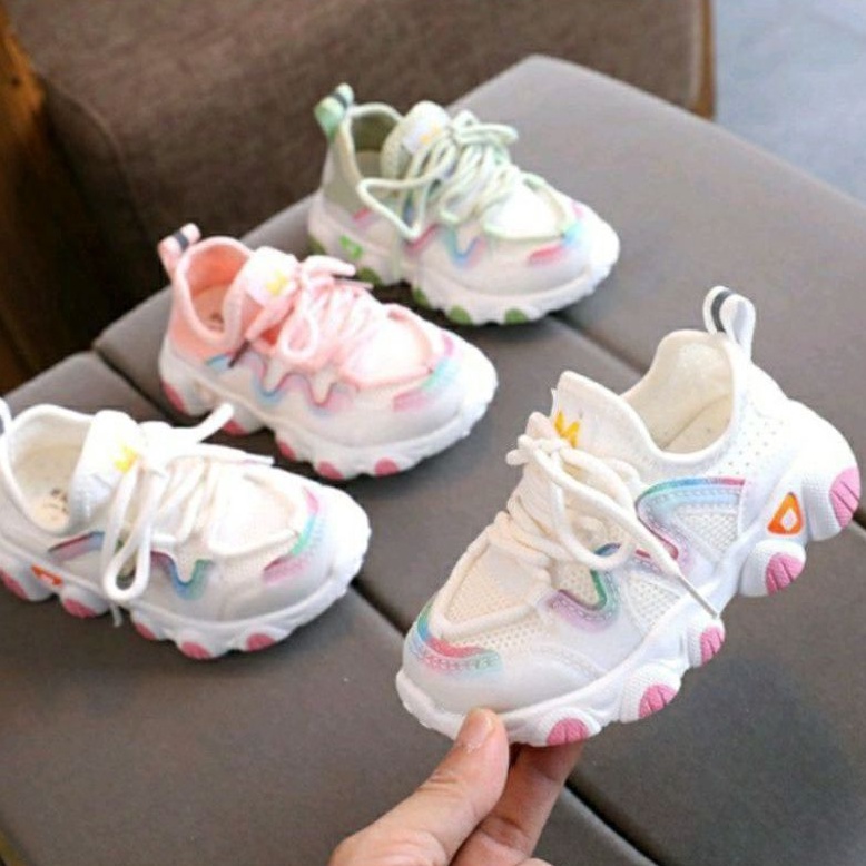 Sepatu import anak perempuan DESNA, Sneaker Casual non LED size 21-30 Sabreena 01, estimasi usia 1-5 tahun ( Non LED)