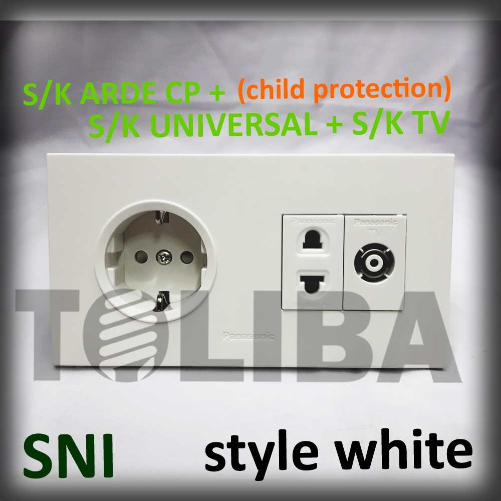 stopkontak arde cp + stop kontak universal + s/k tv minimalis style white ib panasonic sni