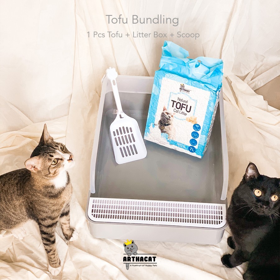 BUNDLING - LITTER BOX + LITTER SCOOP + PASIR KUCING - ARTHACAT