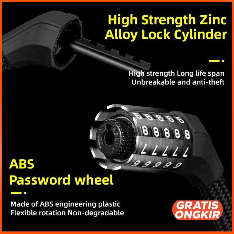 Gembok Sepeda Bicycle Lock Kode Angka 4 Digit