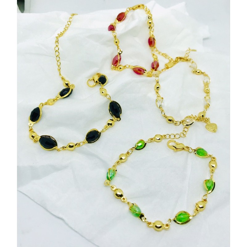 gelang tangan wanita //gelang kristal kombinasi lapis emas //perhiasan//gelang