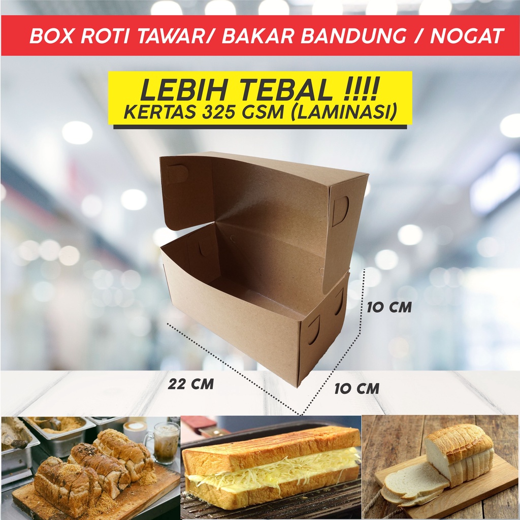 DUS BOX ROTI BAKAR BANDUNG / ROTI NUGAT / NOGAT / ROTI JOHN / BOLU GULUNG / BOMBOLONI