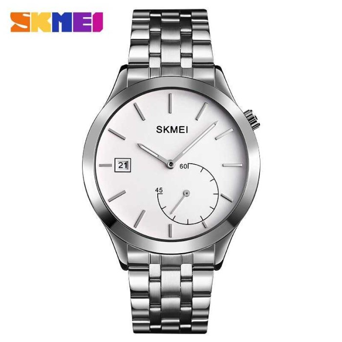 Original Jam Tangan Analog Pria Strap Stainless Steel SKMEI 1581 Bergaransi