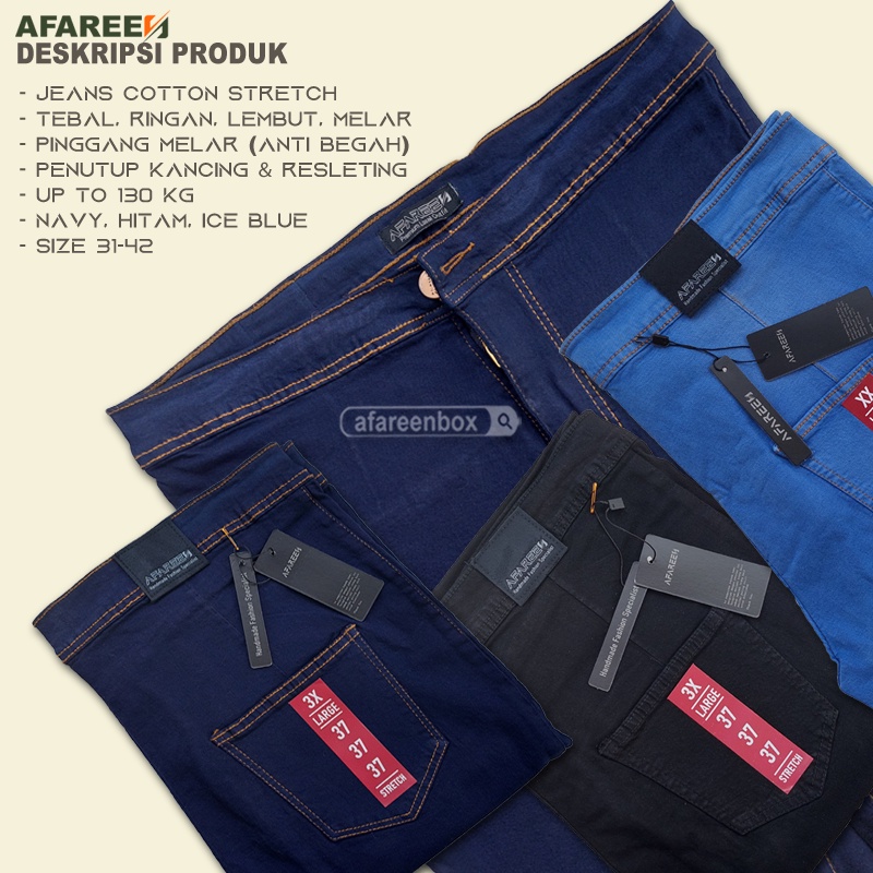 AFAREEN - Celana Jeans HW Celana Haighwaist Wanita Jumbo Melar stretch Body Goal 31-42