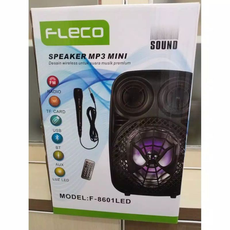 COD SPEAKER BLUETOOTH FLECO 8'5 INCH F-8601 PLUS MIC KARAOKE + REMOTE//SALON AKTIF SPEAKER 8'5 INCH F-8601 SUPER BASS