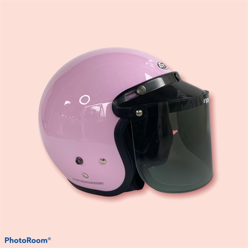 HELM BOGO PASTEL PINK DEWASA KACA DATAR GELAP
