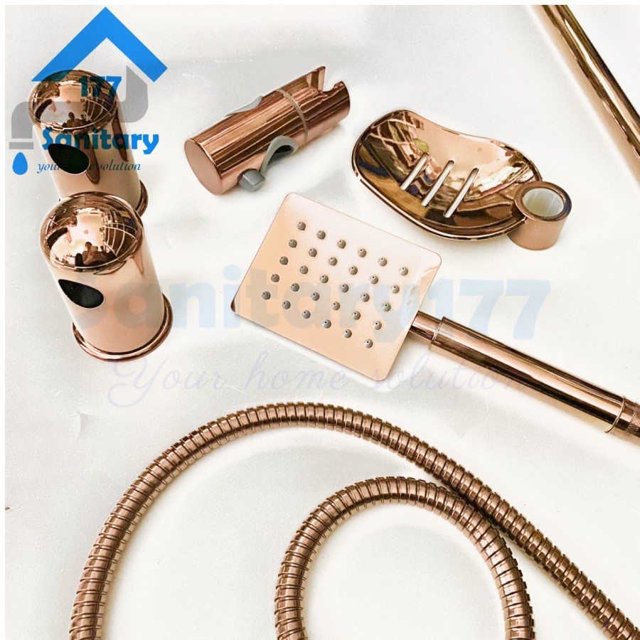 Paket Tiang Shower Set Coloum ROSEGOLD TS7- Set Tiang Shower Rainfall Mixer Komplit Stainless Rose Gold