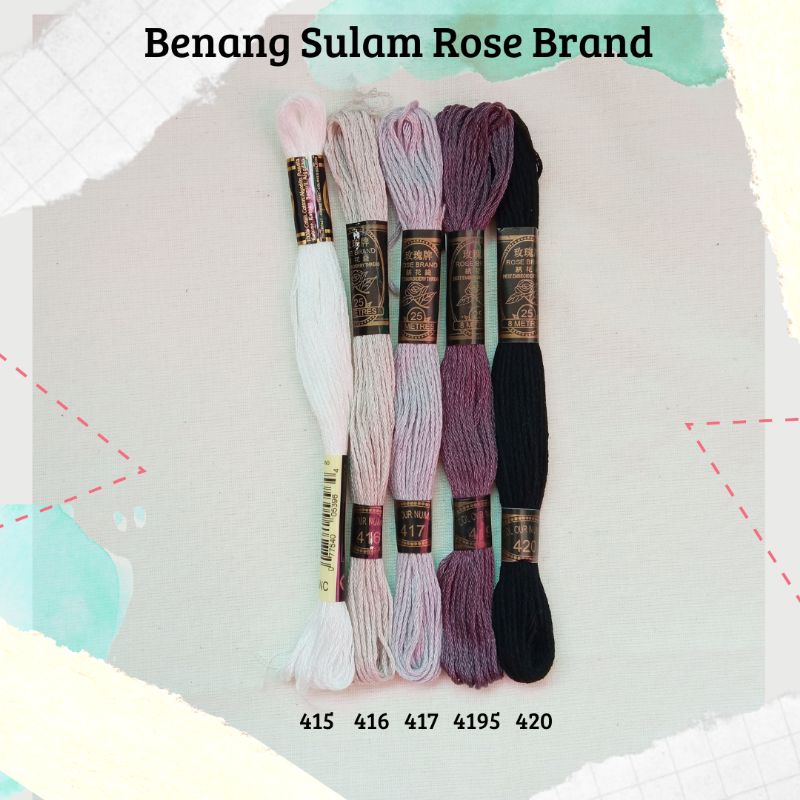 Benang Sulam Rose Brand - Hitam / Abu / Off White