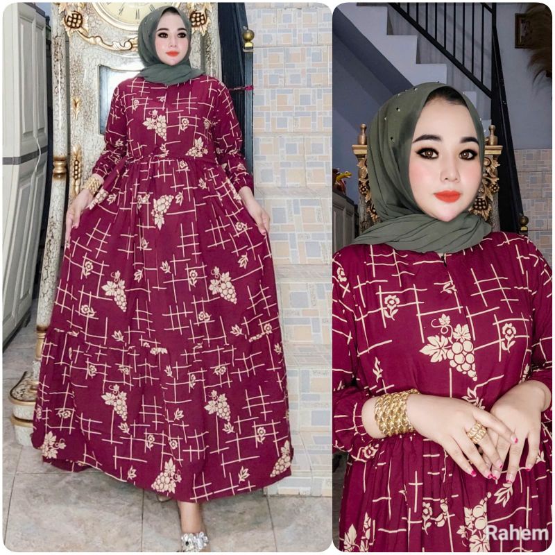 Gamis anggur tangan karet #grosir gamis murah