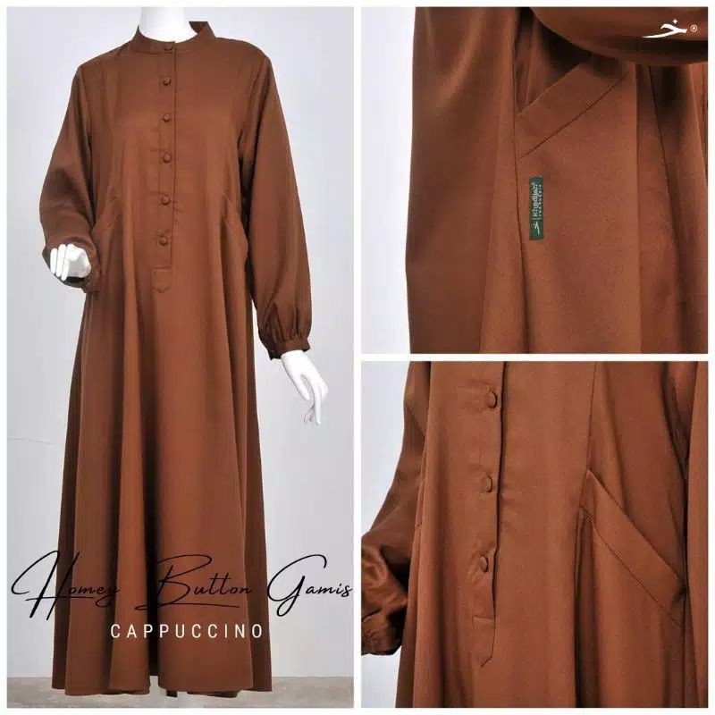 Homey Button Gamis Khadijah Indonesia Cappucino XXL