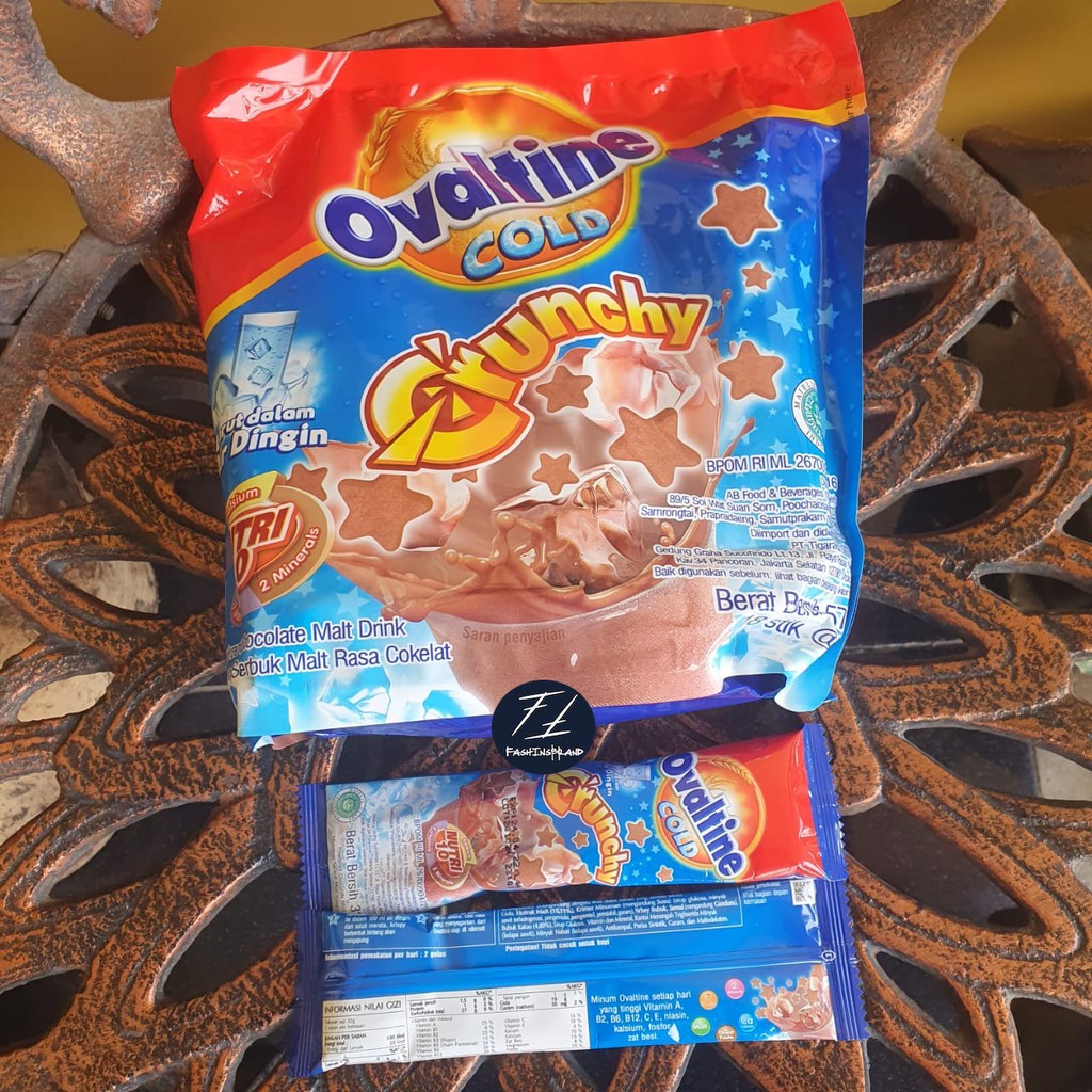 

Ovaltine Crunchy Iced Choco Coklat Cokelat Chocolate Malt Drink Isi 18 HALAL MUI Made In Thailand =