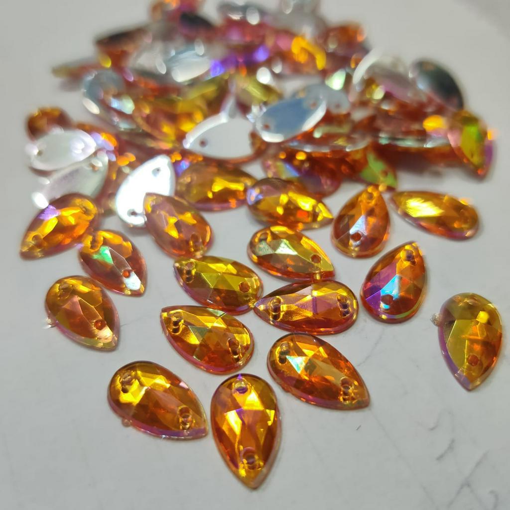 [Per Bks/2.000 pcs] 7x12 mm TETES BULAT Warna Permukaan Diamond Batu Akrilik / Berlian Jahit