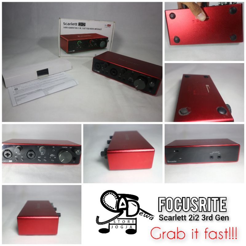 Focusrite Scarlett 2i2 3rd Gen Soundcard Third Generation Sound Card Audio Interface bekas preloved 